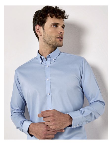 KUS-KK182-Mens Slim Fit Stretch Oxford Shirt Long Sleeve 2